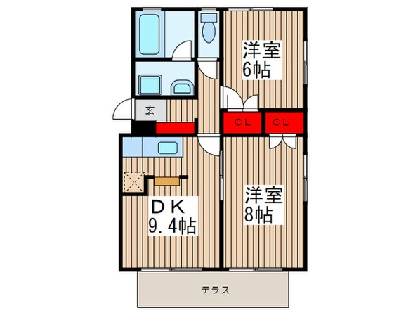 グリーン・フォレスト城北Ｂの物件間取画像